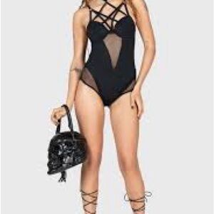 Killstar Black Mesh One Piece Swimsuit